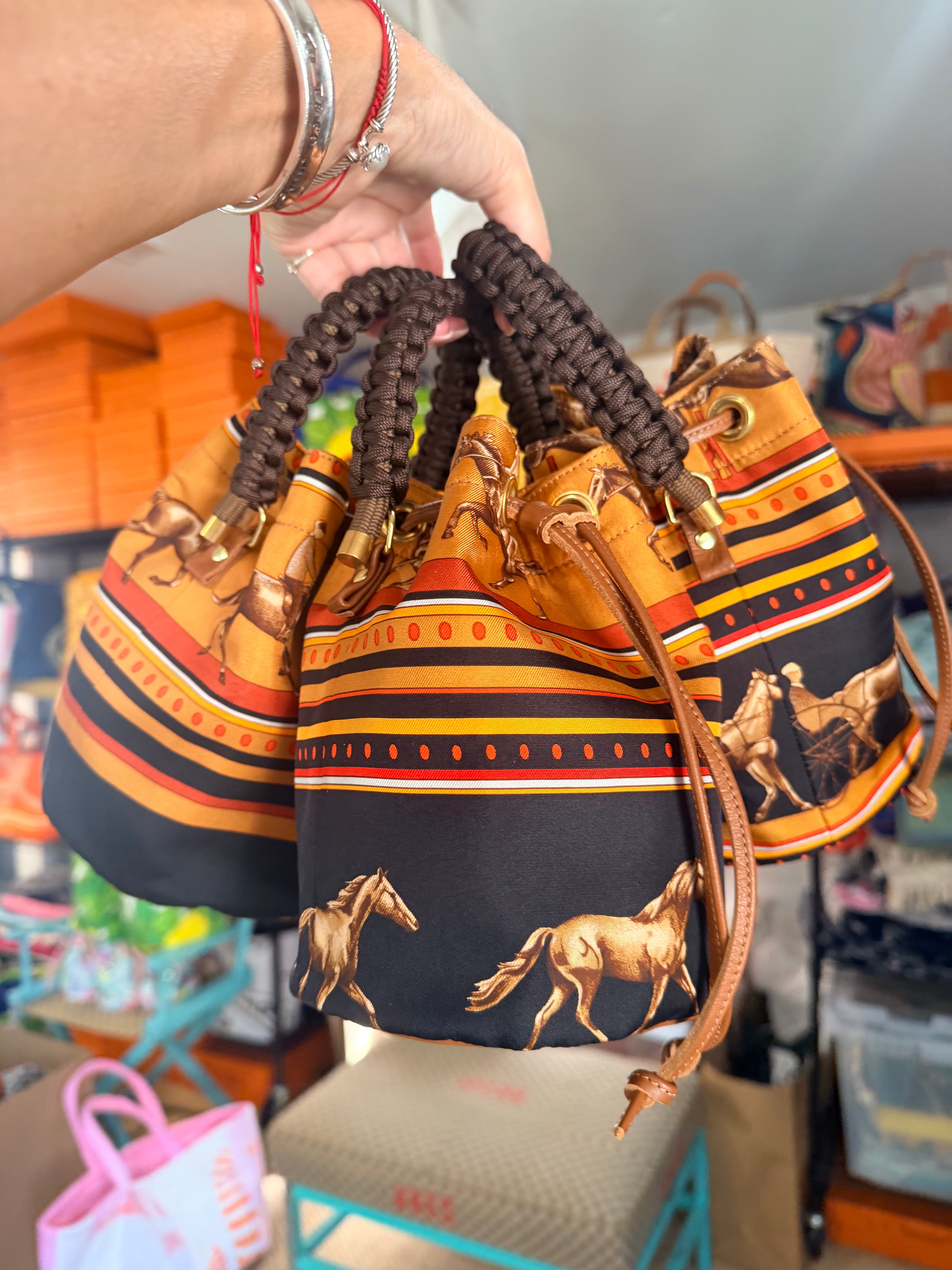 The Equestrian  Petite Bucket  in Tan leather - cross-body bag